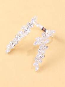 1pc Adjustable U-Shape Ring With Cubic Zirconia, Floral & Leaf Design, Versatile Accessory Ring