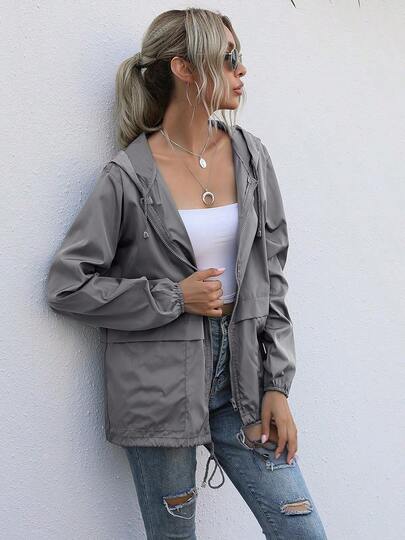 Chaqueta cortavientos ligera con cremallera para mujer, adecuada para senderismo al aire libre, deportes, chaqueta fina cortavientos y resistente a la lluvia