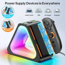 Ladegerät für Switch2 Controller, Multi-Modus RGB Beleuchtung, dedizierte Ladestation für NS Switch2 Controller, Ladeanzeige-Leuchten, gleichzeitiges Laden von 4 Controllern, mit Typ-C Ladekabel