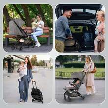 Pram Pushchair Travel System Stroller Foldable Lightweight With Rain Cover And Footmuff, Carrycot, Convertible To Reversible Seat, Lying Position - Dark Grey - View 2