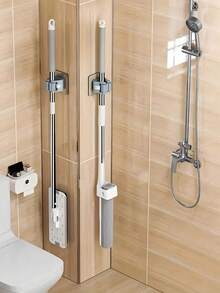 1~20 件带挂钩拖把收纳架，壁挂式拖把架浴室收纳架，塑料扫帚收纳架，适用于卧室、花园、浴室、家居、宿舍节省空间的家居浴室装饰夏季 - 灰色 - 查看 7