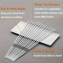 20/30/50pcs Durable Stainless Steel BBQ Skewers With 1 Tube Storage, Reusable And Easy To Clean For Outdoor And Indoor Grilling Parties