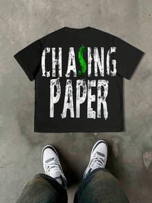 CHASING PAPER,Money,Y2k Pattern... 100% Cotton T-Shirts Feature A Youthful And Fashionable Design. They Come  They Are Perfect For Casual Wear And Street Style. They Are Excellent  Gifts For Friends And Family.Beer Shirt,Funny T Shirts,Dad,God Shirts,Alien - màu đen - Xem 3