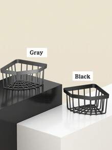 1 pezzo Portasponge per lavello senza foratura, a forma di triangolo, grigio/nero, cestino portaoggetti per angolo del lavello da cucina, mensola senza foratura per bagno, ideale per il ritorno a scuola