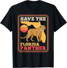 Save The Florida Panther Retro Wildlife Cougar T-Shirt Gift For Daughter Mother's Day Gift For Stepmom - Black - View 1