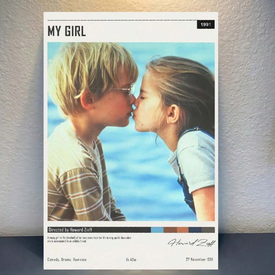 1 pieza Póster de inspiración de la película "Mi chica" de 1990 para decoración de pared en sala de estar, bar, cafetería, dormitorio, oficina, u hogar, con opción de marco de lienzo - Multicolor - Ver 1