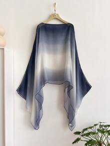 1pc Elegant Solid Color Ombre Lightweight Shawl For Women, Versatile Beach Fashion Accessory, Sun Protection For Travel & Daily Wear For Dress - Multicolor - View 11