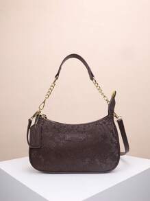 1 pezzo Borsa a spalla in PU monocolore da donna, borsa ascellare per l'ufficio, tracolla regolabile versatile