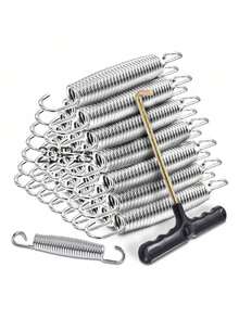 20 piezas de resortes de trampolín de 14-15 cm, material de acero de alta elasticidad y a prueba de óxido, adecuado para trampolines para niños y hogar, soporte estable, seguro y duradero. - Plateado - Ver 1