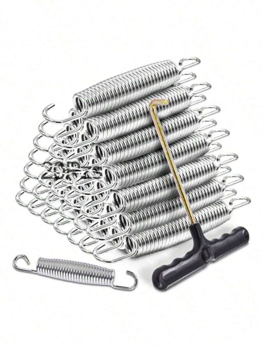 20 piezas de resortes de trampolín de 14-15 cm, material de acero de alta elasticidad y a prueba de óxido, adecuado para trampolines para niños y hogar, soporte estable, seguro y duradero. - Plateado - Ver 1