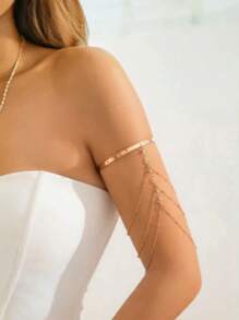 Pulseira de corrente de metal com borla, bracelete de corrente corporal ajustável e sexy para mulheres