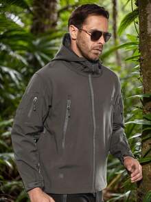 Tactical Softshell Military Jacket, Men's Waterproof And Windproof Jackets, Men's Army Combat Hooded Coats - 灰色 - 查看 2