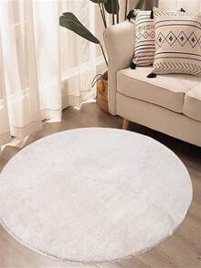 1 Stück runder Kunstwollteppich, einfarbig, Kurzflor, leicht zu reinigen, modernes Design, verschiedene Größen, geeignet für Wohnzimmer, Schlafzimmer, Arbeitszimmer, Umkleideraum, Schminktisch-Bereich, Dekorationsteppich, Geschenk für Feiertage - Beige - Übersicht 5