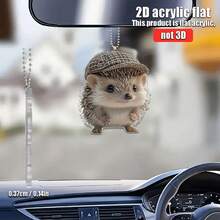 1pc Cute Hedgehog In Hat Acrylic Car Hanging Ornament - 2D Flat Design, Fun Decoration For Rearview Mirror, Home, Backpack, Keychain - Ideal Gift For Animal Lovers, Animal Accessory|Playful Design|Detailed Craftsmanship - one-size - View 2