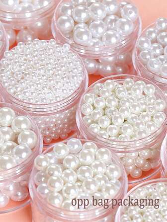 100/300/1000 piezas Cuentas de perlas ABS, cuentas redondas de perlas falsas de 3/4/6/8/10mm de colores para manualidades de joyería, pulseras, pendientes, decoración de collares