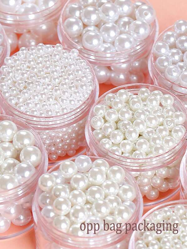 100/300/1000 sztuk ABS Perłowe Koraliki, Kolorowe 3/4/6/8/10mm Okrągłe Sztuczne Perłowe Koraliki Do Tworzenia Biżuterii DIY, Bransoletki, Kolczyki, Naszyjniki Dekoracje