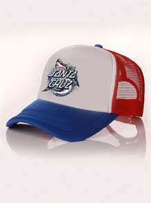 1pc Y2K Shark Print Baseball Cap, Mesh Trucker Hat, Breathable Adjustable Golf Sun Hat, Fashionable Curved Brim Sun Hat For Women/Men, Couples Summer Sun Protection