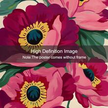 1pc Unframed Boho Botanical Summer Peonies Floral Wall Art Poster Canvas Print Pink Minimalist Abstract Flower Vintage Painting For Office,Living Room,Bedroom,Dorm,Modern Home Decoration