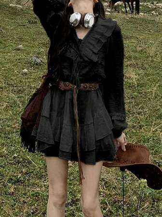 女童时尚短款白色长袖连衣裙，春夏季