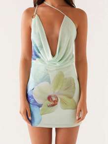 Women's Mini Bodycon Dress Loose Fit Stylish Floral Print/Solid V Neck Sleeveless Dress For Spring Summer