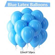 蓝色气球乳胶派对气球 -5/10/12/18 英寸 -10/30/50/70/90 个圆形氦气浅蓝色气球适用于淋浴、性别揭示、结婚周年纪念、生日、家居装饰背景 - 藍色 - 查看 10
