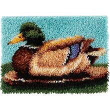 Fabric Spring Moss Carpet Latch Hook Kits, White And Green Colorful Printed, For DIY Rugs, Home Decor, All Seasons, Plants Theme, Family Art Supplies, Festival Gif