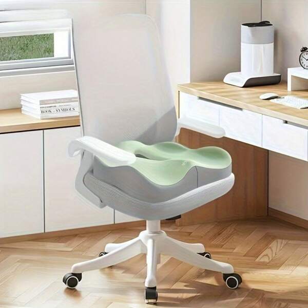 Cuscino in schiuma di memoria ergonomica per il coccige - Supporto lavabile per sedia da ufficio, sedia a rotelle e sedile auto | Tessuto in poliestere morbido e durevole con design antiscivolo, verde chiaro con bordo grigio, comfort per sedia a rotelle | Design ergonomico | Cuscino morbido, tappetino per il supporto del coccige, forniture scolastiche, back to school