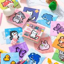 Pixel-Colored Sticker Game Book, Cute Mini Bean Book, Creative Children's No-Cut Handmade Sticker Book School Supplies,Back To School