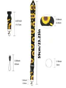 Sunflower ID Badge Holder With Retractable Lanyard - Durable Clasp And Metal Key Ring School Supplies, Back To School