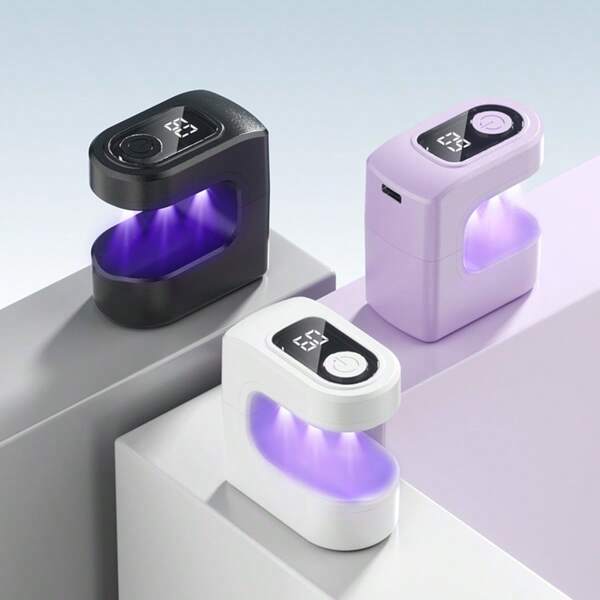 1 pieza Lámpara de curado de uñas mini portátil, sin manchas en los dedos, máquina de manicura de esmalte de uñas y gel de secado rápido con pantalla digital