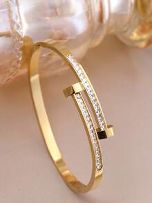 18K 镀金不锈钢可叠戴手链，链条和四叶草设计，时尚女士款式，适合休闲、派对、节日、生日、婚礼、情人节礼物、妈妈、母亲、母亲节、礼物 - 四葉草手鐲 - 查看 5