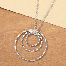 Bohemian Fashion Simple Multiple Circle Pendant Hammered Engraved Versatile Jewelry For Women, Holiday Gift, Daily Wear