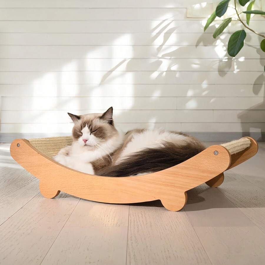 Graffiatoio e cuccia per gatti 2-in-1 | Graffiatoio durevole (senza catnip), tappetino protettivo per mobili | Centro di attività multi-livello per gattini e gatti adulti, regalo per animali domestici per le vacanze