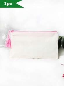 1个/5个（混色）帆布拉链流苏收纳包，旅行化妆包，化妆品收纳包，铅笔盒，DIY收纳袋，DIY礼物，化妆包，洗漱包，浴室用品，大学宿舍旅行必备，多功能化妆品收纳包，可爱手提包钱包收纳包，便携式化妆刷收纳包，带拉链，可存放口红、护肤品、手机、硬币和其他小物件，适合居家、旅行、海滩、泳池派对、度假和上学等场合。