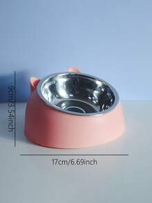 1pc Detachable Inclined Neck Protection Stainless Steel Cat Bowl - Multicolor - View 2