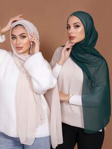1 Khăn Voan Chắc Chắn Đa Năng Giả Hijab Ngoài Trời Chống Nắng Cho Cuộc Sống Thường Ngày - Màu Đỏ Sâu - Xem 9