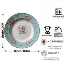 2D plat, 1 pièce Assiette avec design floral européen élégant, Panneau métallique imprimé 2D plat, Set de vaisselle classique, Populaire série de décoration et cadeaux pour la maison en Amérique et en Europe, 2D plat, Convient pour la décoration de la chambre, Position des trous aléatoire - Multicolore - Voir 5
