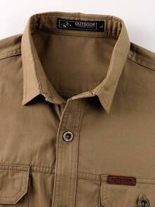 Men's Casual Cotton Cargo Shirt, Long-Sleeved Shirts For Camping And Hunting, Military Combat Shirt, Shirts For Hiking, Fishing, Hunting Clothes - 卡其色 - 查看 10