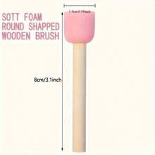 20pcs Wooden Round Sponge Foam Brush Set, Suitable For Crafts And Painting - Foam Brush Set With Wooden Handle, Ideal For DIY Art Projects