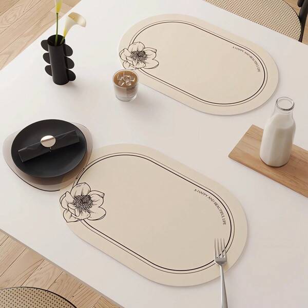 Napperon rétro français en PU, résistant à la chaleur, à l'eau et aux graisses, lavable, tapis de qualité supérieure pour tasses/bols/assiettes pour la maison