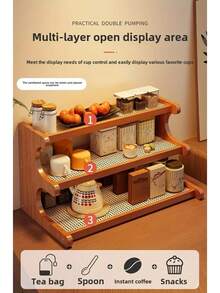 Thick Wooden Trapezoid Rattan Plastic Storage Rack, Suitable For Plants, Window Sills, Balconies, Plant Stands, Multi-Layer Storage Racks, Tiered Cup Racks, Multi-Function Desk Organizers, Bookshelves, For Kitchen And Office