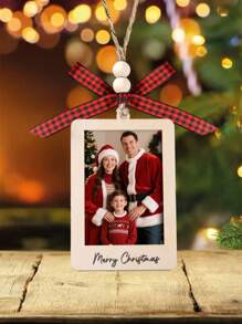 Fröhliche Weihnachten Bilderrahmen Ornamente, Weihnachtsbaum Hängedekoration, erste Weihnachten von Herrn und Frau, leere Holzbilderrahmen, Paar Bilderrahmen Ornament, DIY Foto Aufhänger für Zuhause, Weihnachts-Hochzeitsfoto Dekoration für Zuhause, Weihnachts Heimdekoration