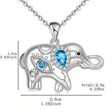 Exquisite Silver - Toned Elephant Pendant Necklace With Blue Gemstones And Diamond - Like Embellishments. Ideal For Animal - Lovers Or As A Unique Gift For Birthdays And Special Occasions. - VariantValue - View 5