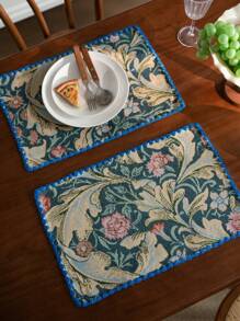 1/4/6/12 piezas Manteles individuales con estampado de flor de tulipán, estilo vintage pastoral americano para decoración de cocina, mesa de comedor para reuniones festivas, fiestas de cumpleaños, decoración del hogar, dormitorio, jardín, todo el año