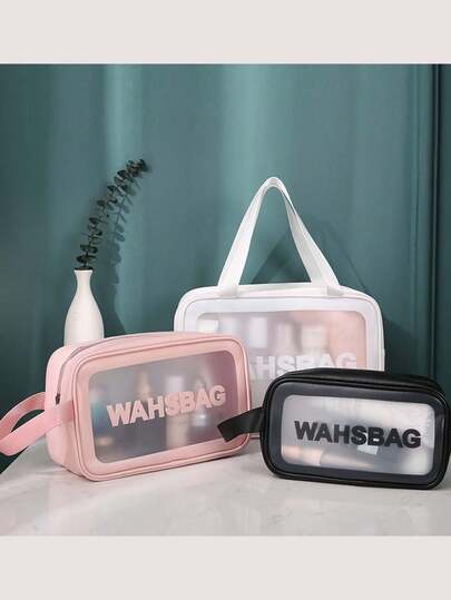 1PC/2PCS/Set PVC Cosmetic Bag Set, Makeup Organizer, Waterproof Toiletry Pouch, Portable Cosmetic Storage Bag, Large Capacity Storage, Ideal For Home And Travel, Back To School,Party Supplies, Festival Gifts