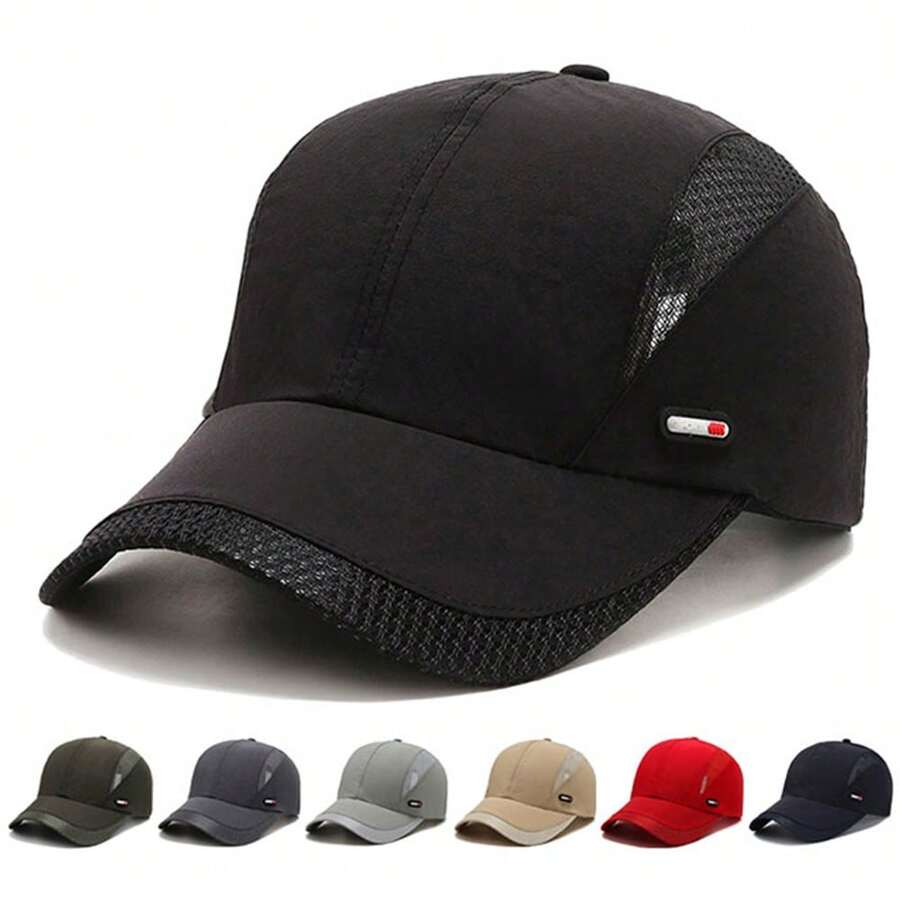 1pc Men's Outdoor Casual Quick-Dry Sun-Protection Baseball Cap, Summer - Black - View 1