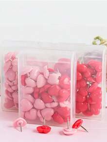 50pcs Creative Heart Shaped Thumb Tacks, Cute Pink Heart Shaped Pushpins, Iron Material, Suitable For Home, School And Office Decor, Boxes, Creative Heart-Shaped Small Nails, Colorful Heart Pushpins, For Photo Wall, Map And Corkboard,Back To School,School Supplies - Pink - View 8