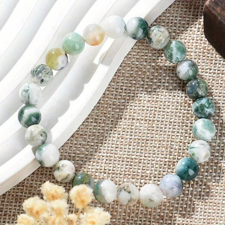 8mm Beaded Natural Stone Elastic Bracelet, Fashionable Handmade Gift For Friends - Style a - View 5