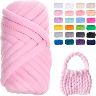 约 250 克超粗纱，粗臂针织纱，特大粗纱，适用于手工 DIY 钩针地毯、宠物毯、枕头、超柔软巨型纱线（纱线缠绕方式随机）