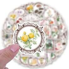 50 pezzi Adesivi per fiori da giardino, adesivi estetici in vinile per scrapbooking, diario, computer portatile, paraurti, skateboard, borraccia, computer, telefono, cartone animato, casco, auto, adesivi e decalcomanie